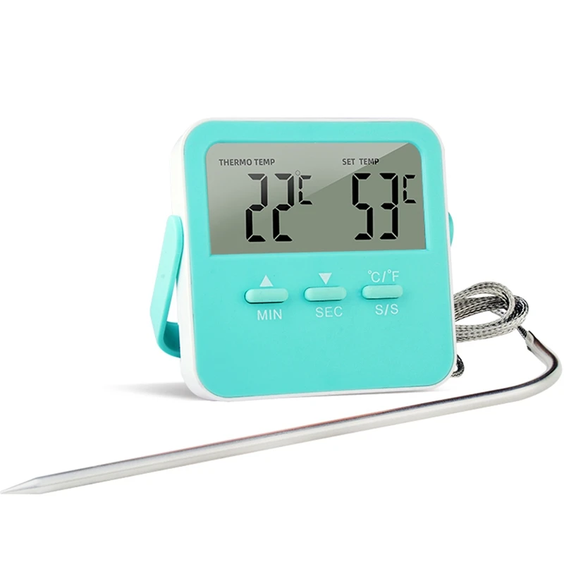 

Цифровой Кухонный Термометр, Длинный зонд с ЖК-дисплеем для гриля, духовки, пищи, мяса, будильник, измерительные инструменты