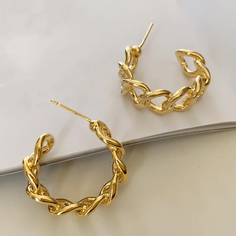 

Delysia King Fashionable metal hollow chain earrings