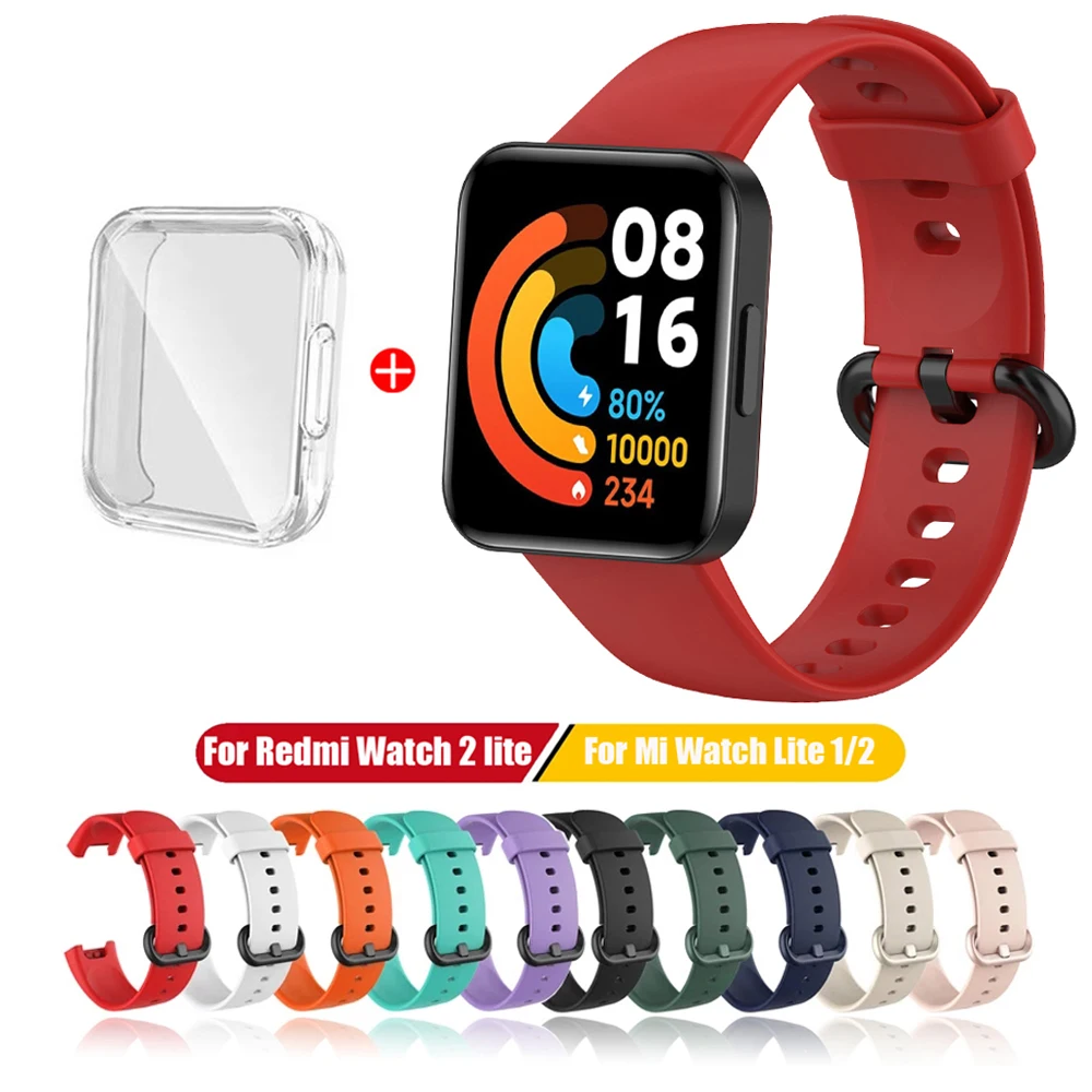 Силиконовый ремешок для Xiaomi Mi Watch Lite 2 часов Redmi браслет с защитным чехлом |