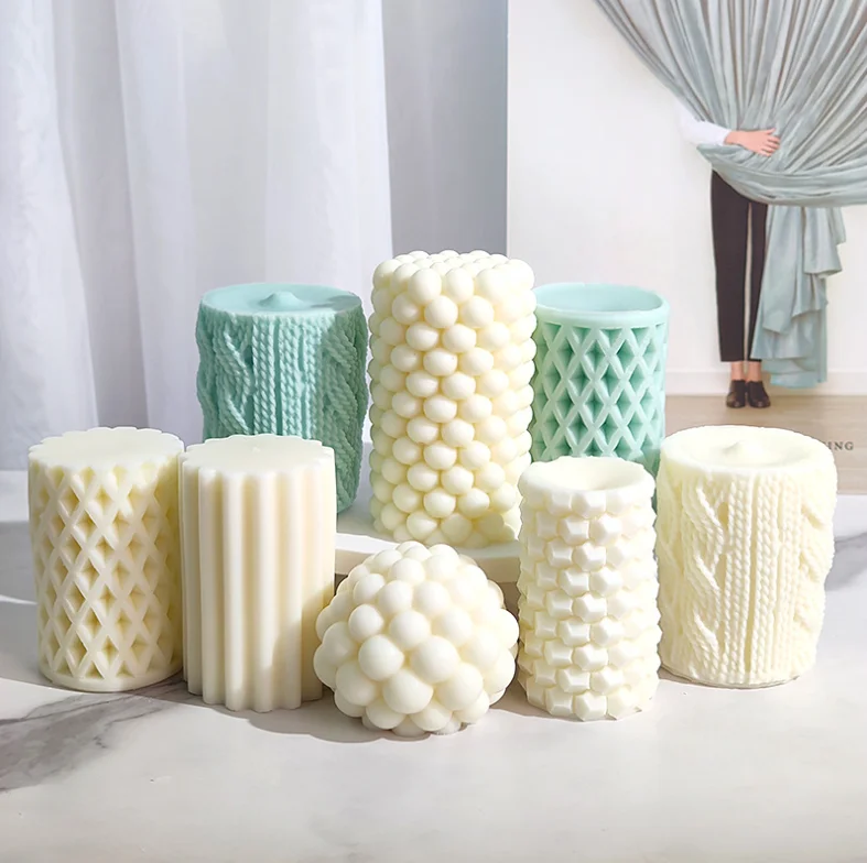 

SZ602 Cylindrical Magic Ball Candle Soap Silicone Mold 3d Wool Column Aromatherapy Home Decor Gift