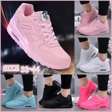 ผู้หญิงแฟชั่นรองเท้าผ้าใบ Air Cushion รองเท้ากีฬารองเท้าหนัง Pu รองเท้าสีฟ้าสีขาวสีชมพูกลางแจ้งเด...