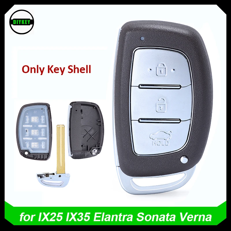 

DIYKEY Smart keyless entry Remote Key Shell Case Fob 3 Button for HYUNDAI IX25 IX35 Elantra Sonata Tucson with uncut insert key