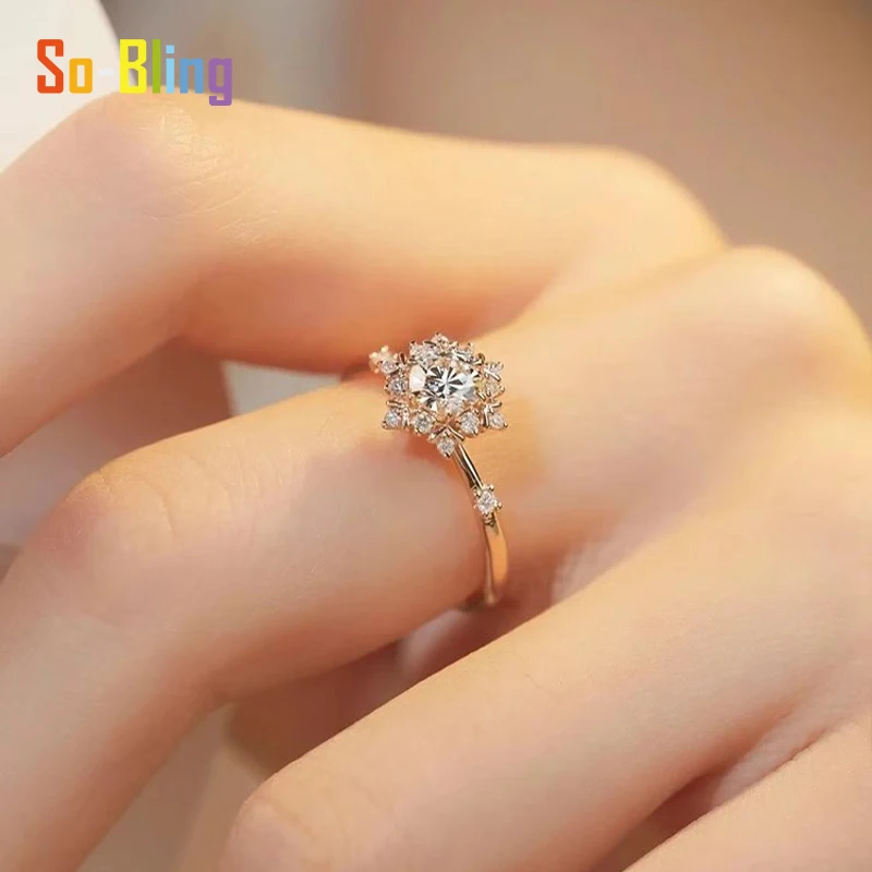 Фото So-Bling 0,5 карата D цвета VVS1 кольцо с муассанитом и сертификатом Gra стерлинговое серебро 925 пробы предложение обручальное кольцо для женщин ювелирные изделия №3