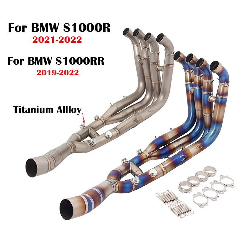 

For BMW S1000R S1000RR 2019 2020 2021 2022 Titanium Alloy Exhaust Header Link Pipe Front Connect Tube Slip On Muffler Escape Tip