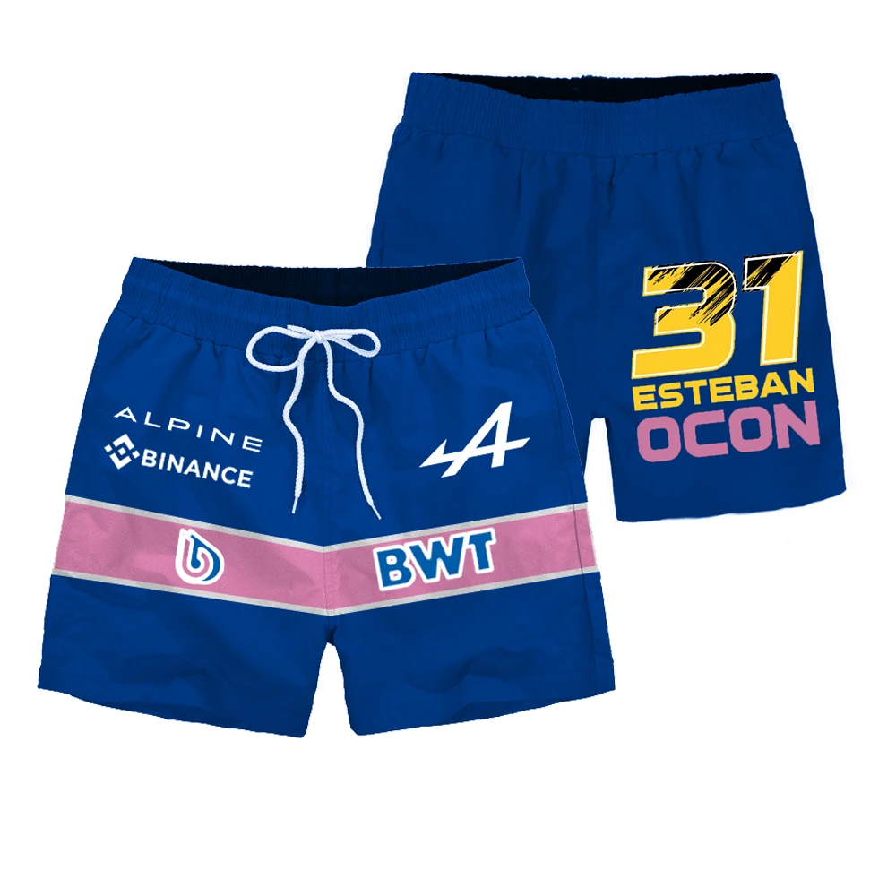 

Summer New Selling F1 Formula One Alpine Team Casual Sports Shorts Outdoor Fitness Beach Party Breathable Comfortable Half Pants