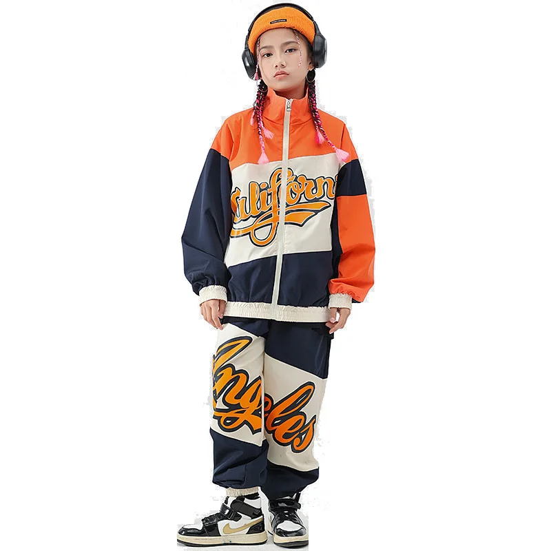 

Boys Girls Fashion Hip Hop Sports Jacket Pants Sets Suits Kids Streetwear Vintage Coat Trousers Tracksuit Children Clothes