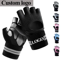 fingerless workout gloves men and women weight lifting gloves with wrist wraps support for gym training full palm protection