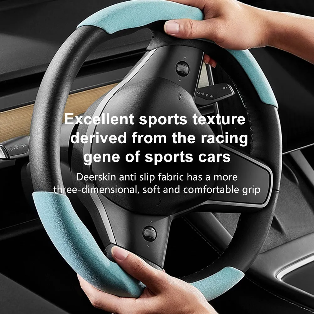 

Car Steering Wheel Cover Sleeve Deerskin Fur Four Seasons Universal Non-slip Easy Installation For 2022 Tesla Model 3 S X Y