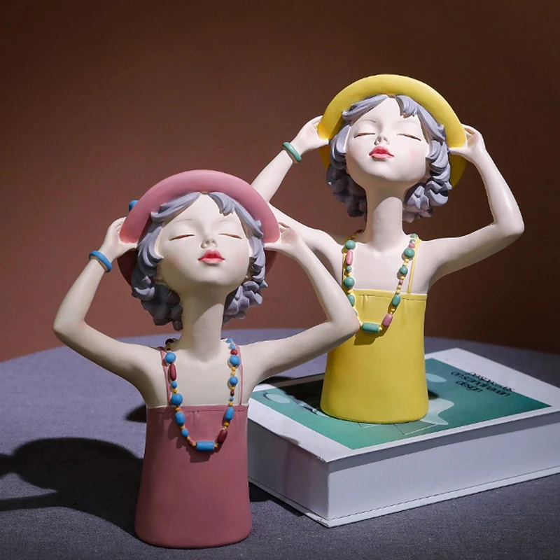 

Летняя статуя из искусственной смолы, Современное украшение для дома, украшение для гостиной, девушки, спальни