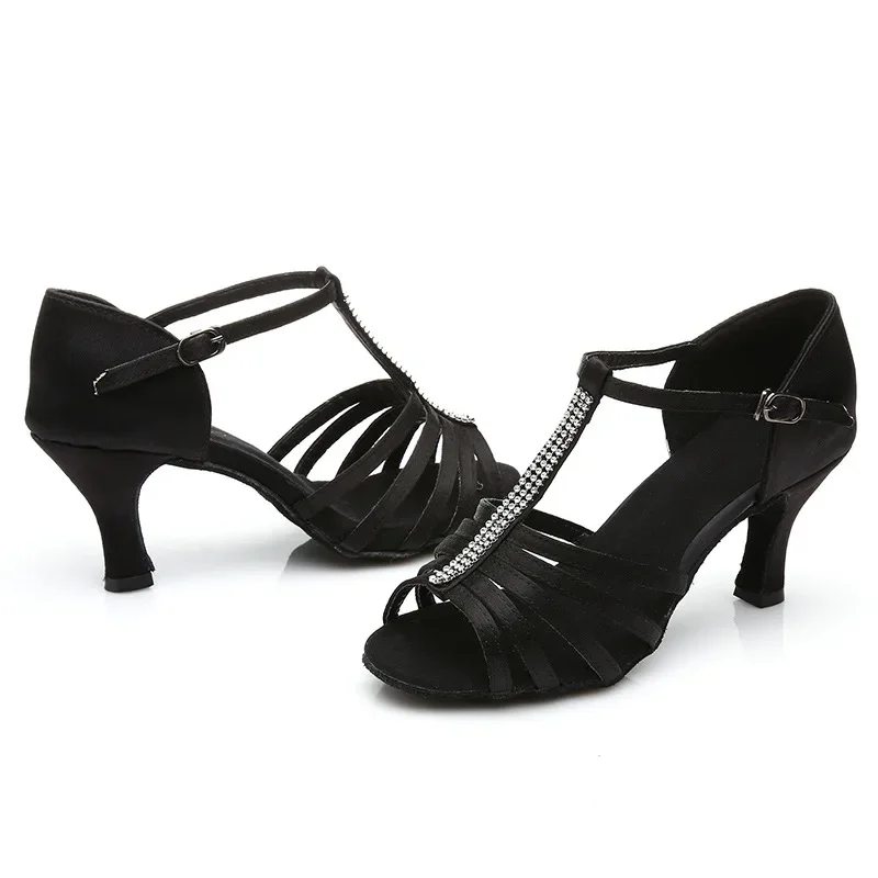 

woman latin cha cha dancing shoes lady vintage waltz ballroom dancing shoes with rhinestone