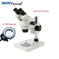 7x 45x binocular stereo microscope with 144 led ring light professional phone repair microscopio portable backlit table stand