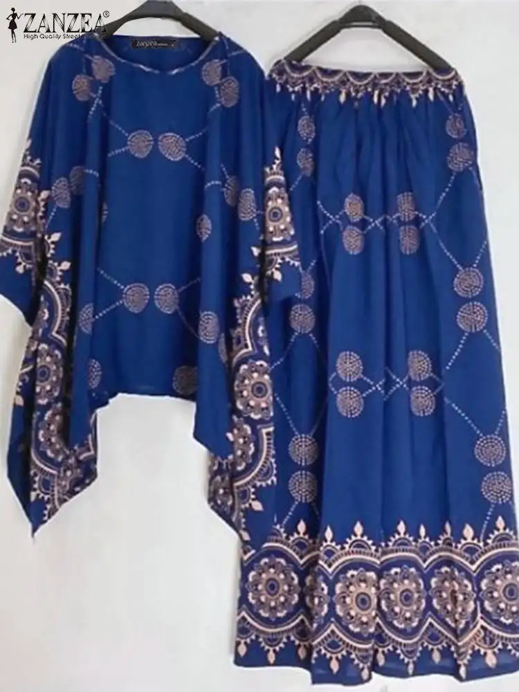 Комплект ZANZEA женский в мусульманском стиле модная блузка с рукавом 2024 брюки