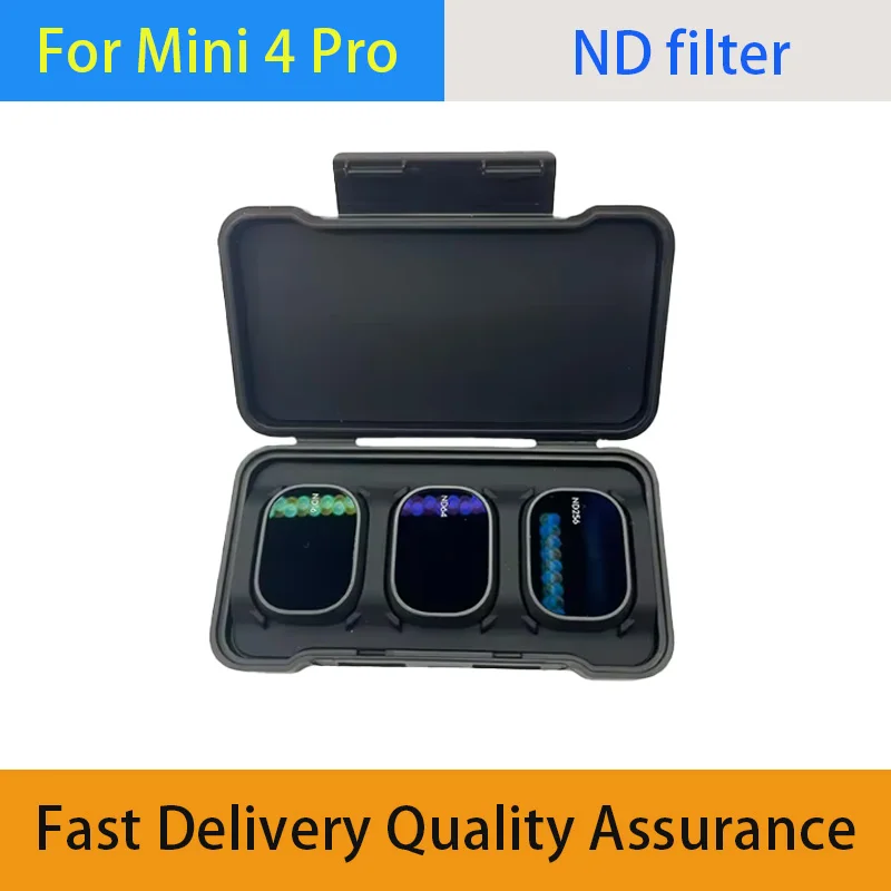 Фото Подходит для Mini 4 Pro: набор ND-фильтров ND16, ND64, ND256, HD-фильтры из оптического стекла с покрытием, аксессуары для защиты камеры с функцией панорамирования и наклона. №1