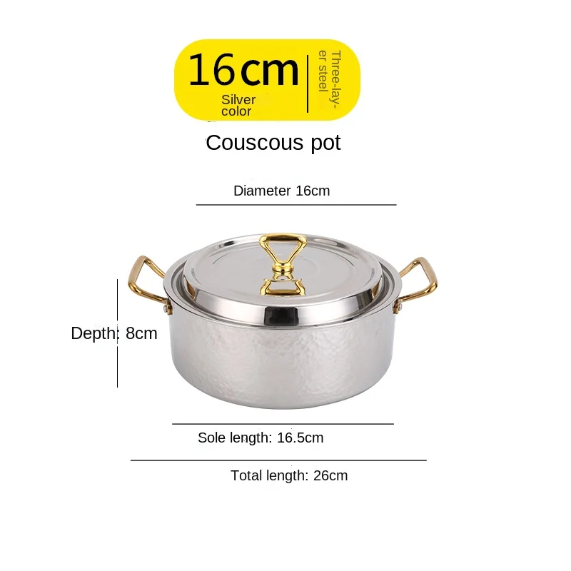 Three-Layer Steel Hammered Soup Pot Commercial Hot Thickened Induction Cooker Applicable to Gas Stove One Person Small |