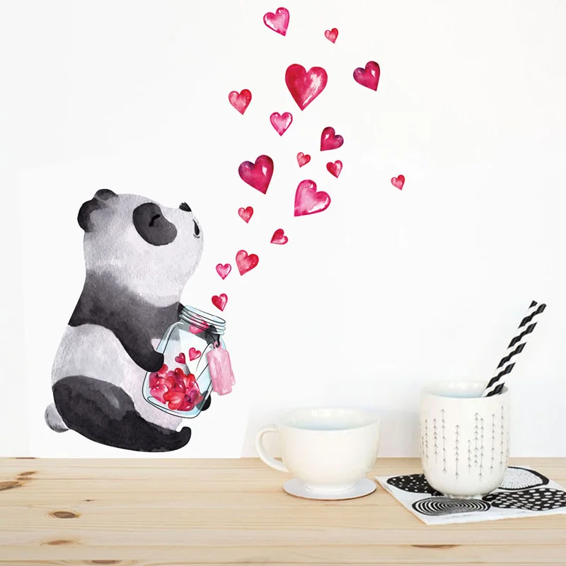 

T19# Hand Drawn Panda Wall Sticker Art Mural Living Room Bedroom Cabinet Decoration Home Decor Cute Animal Stickers