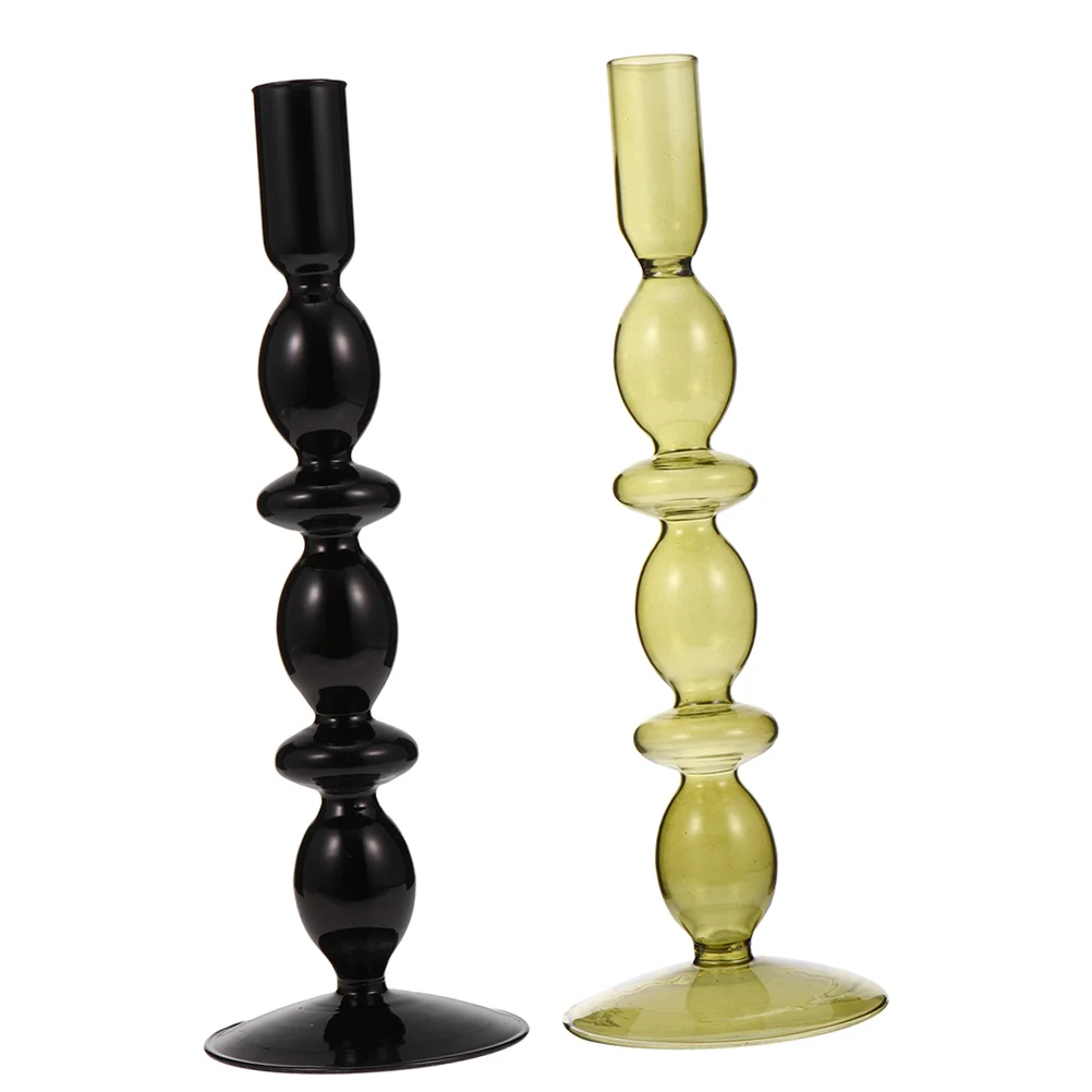 

Glass Holder Vase Stand Holders Decor Candlestick Decorative Pillar Western Kitchen Flower Tealight Candlesticks Vintage Taper