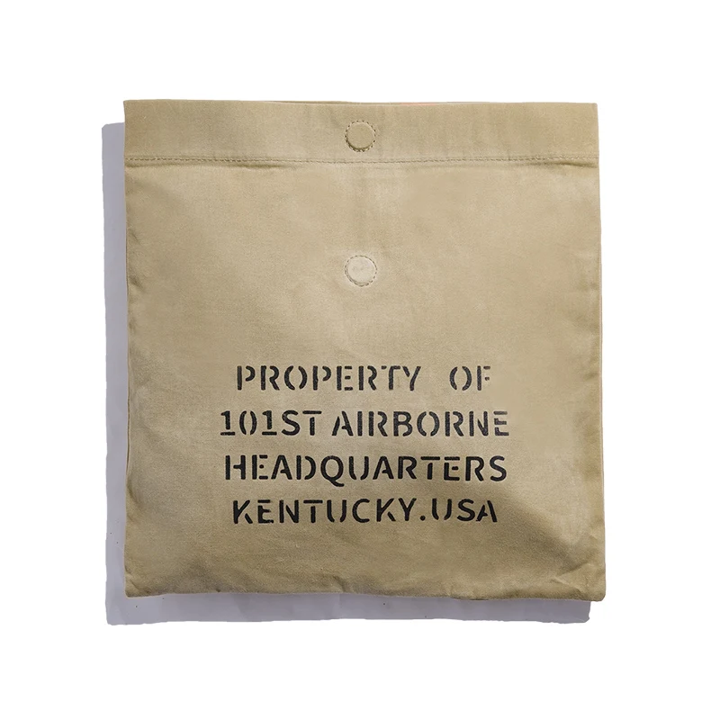 Vintage Men's Handbag Military Oil Wax Canvas Clutch Purse Casual Envelope Capacity Bag Waterproof Briefcase Khaki