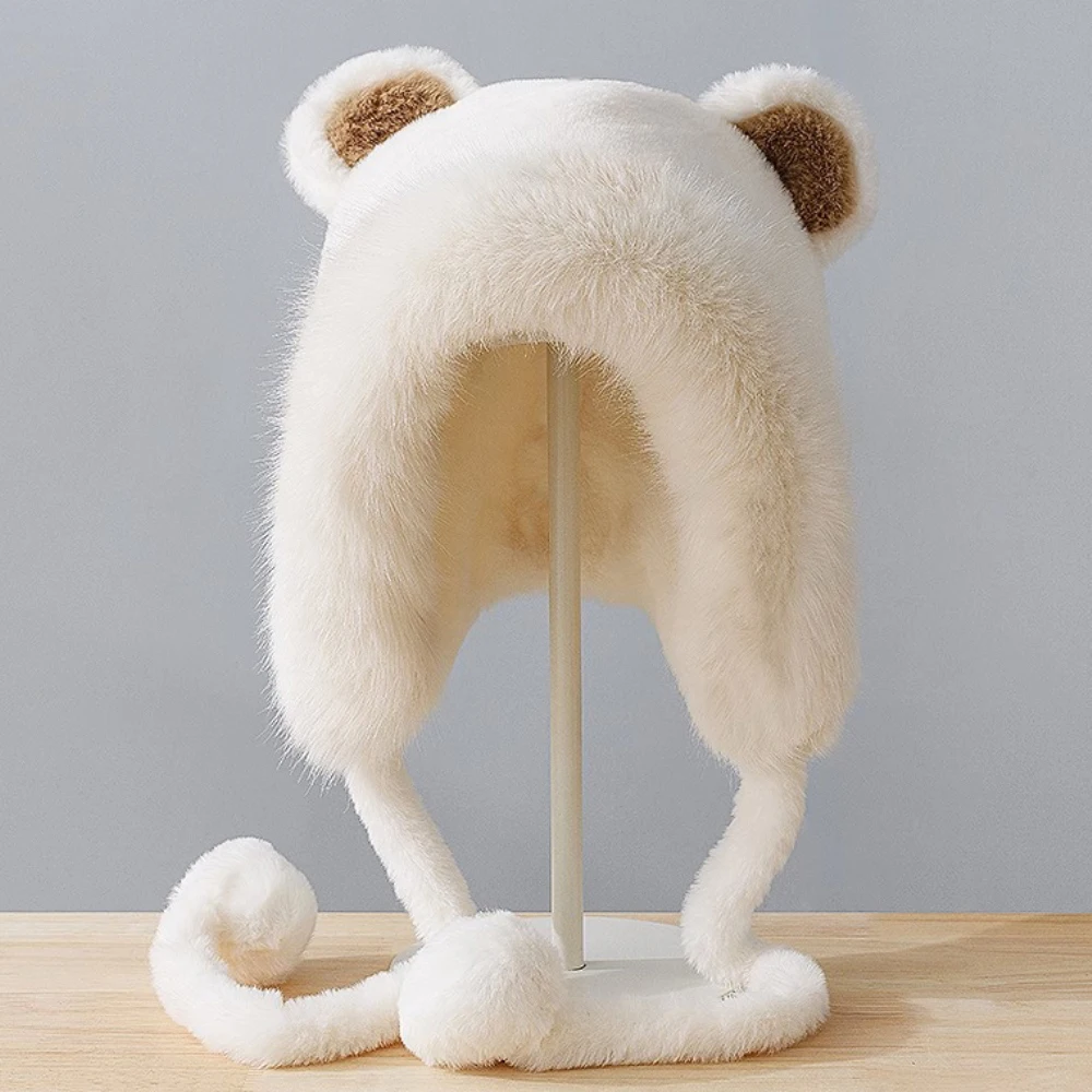 HT4562 Толстая теплая осенне-зимняя шапка женская мягкая флисовая пушистая меховая