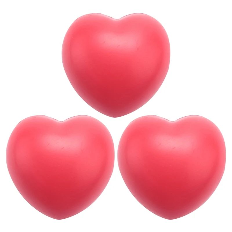 

3X Heart Stress Reliever Ball Red