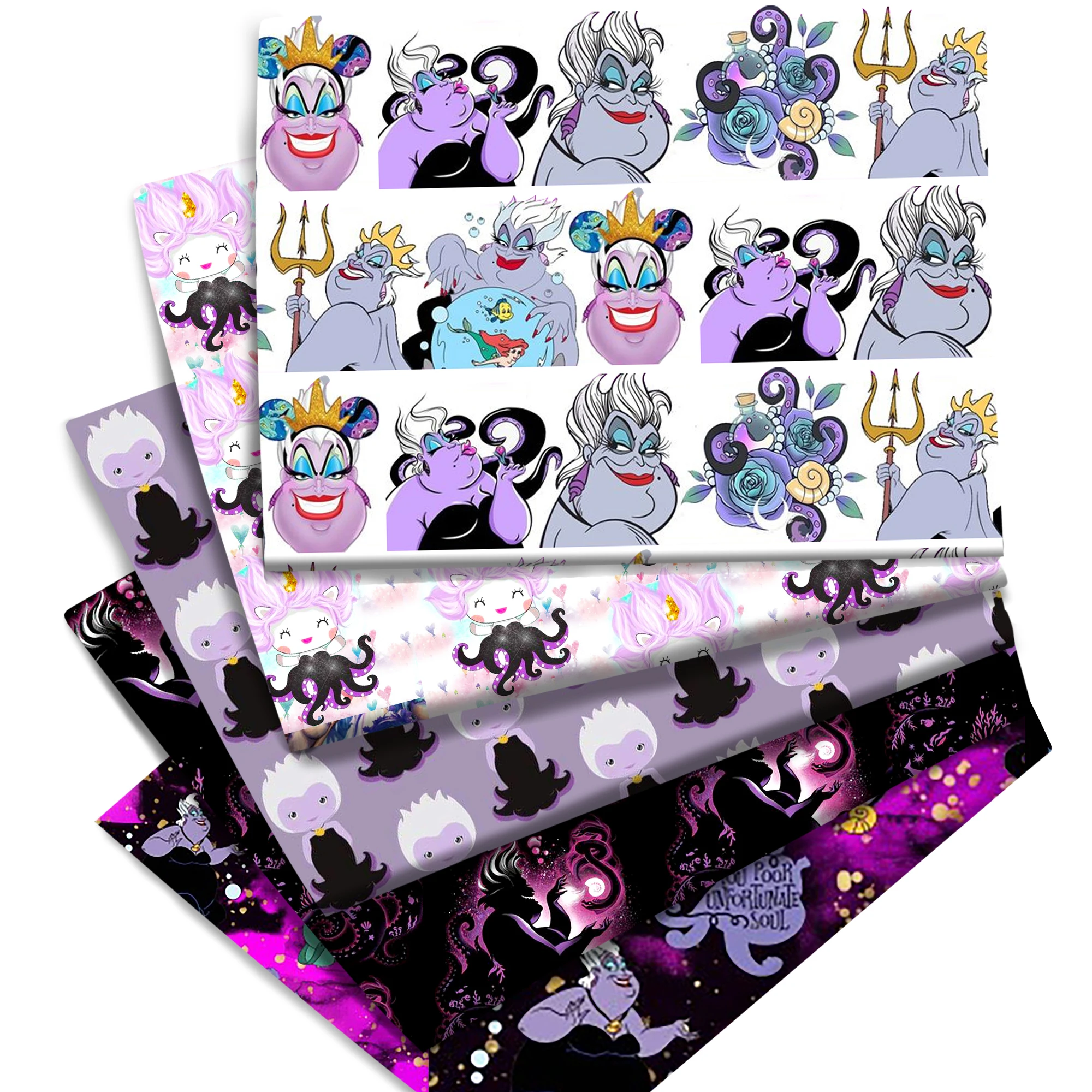 Распродажа хлопчатобумажная ткань Disney Урсула Злодеи ведьма для шитья квилтинга