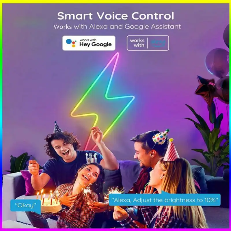 Фото Светодиодная неоновая лента Tuya для умного дома, лампа RGB для украшения сада, работает с приложением Alexa Google Home Smart Life №3