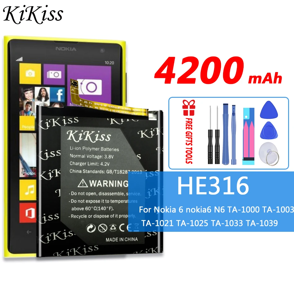

HE316 4200mAh Battery For Nokia 6 nokia6 N6 TA-1000 TA-1003 TA-1021 TA-1025 TA-1033 TA-1039 Smart Mobile Phone