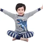 Пижама в виде динозавра для мальчиков, детская одежда для сна на возраст 6, 8, 10, 12 лет, Детская Пижама, костюмы из 100 хлопка в виде животных