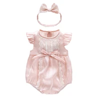 2022 summer new baby rompers lace lace triangle rompers baby girls clothing baby jumpsuit headscarf