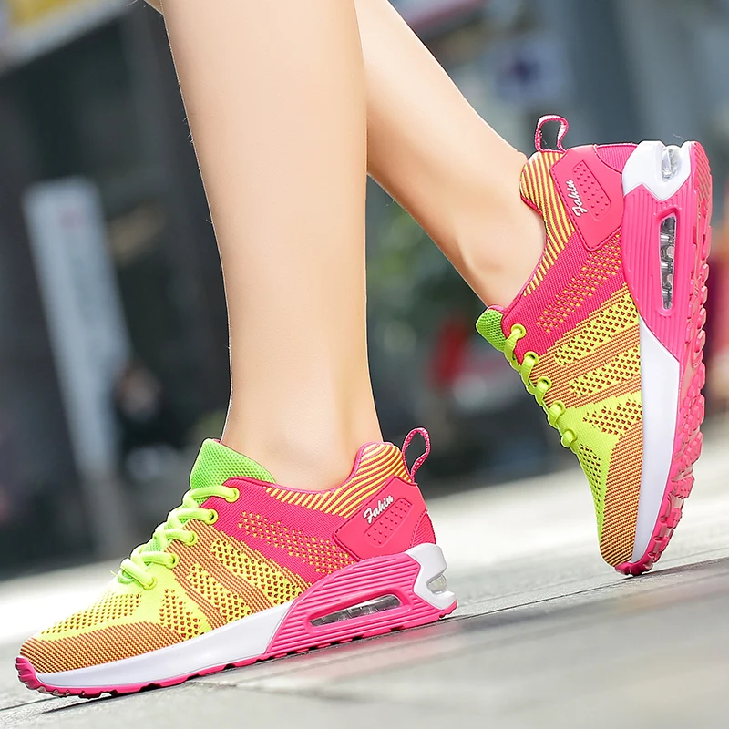 Hot Sale Mesh Flats Running Shoes Women 2022 Breathable Women's Fashion Sneakers Platform Air Cushion Sneaker Women Trainers