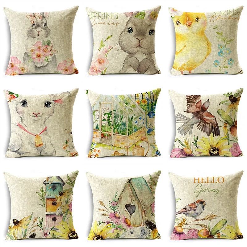 

MRL Spring Series Pillow Cover Cute Animal Flowers Sofa Bedroom Bedside Bay Window Home Warm Decoration Cushion Cover 40/45/50cm