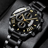 luxury brand mens watches men business stainless steel quartz wrist watch calendar date luminous clock male casual watch