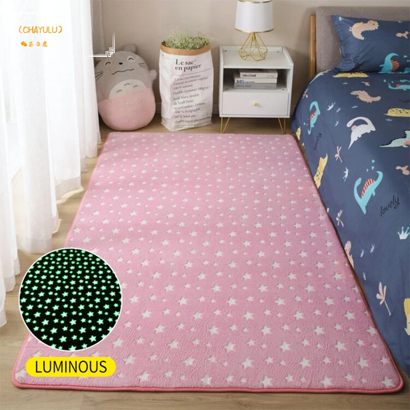 

Luminous Kids Carpet In The Bedroom Cute Pink Girl Children Room's Rugs Boy Child Rug Bedside Furry Thermal Mat on The Floor