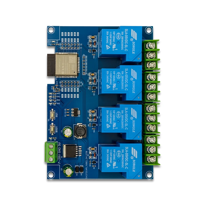 Фото Источник питания DC7-28/5 В ESP32 WIFI Bluetooth четырехсторонний релейный модуль 30 А плата разработки ESP32 №2