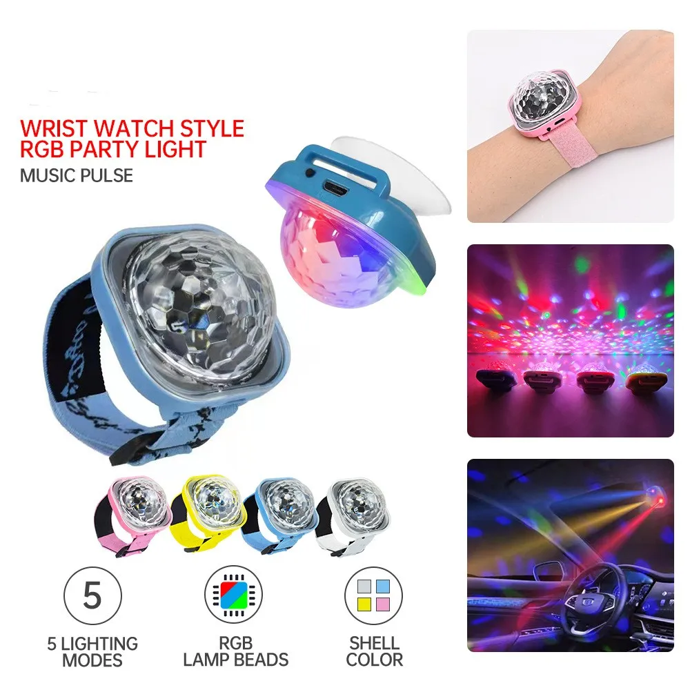 

Mini Smurf Wearable Watch Light Colorful Sound Control Projection Disco Stage Lights Ambient Lamp For Home KTV Bar Party