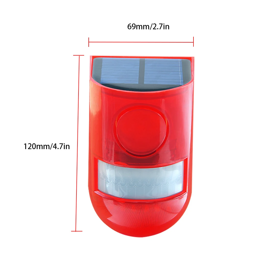 

Solar Powered Alarm Light Motion Sensor Rechargeable Waterproof Sound Light Security Alert