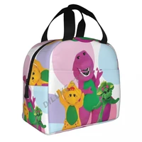 barney the dinosaur insulated lunch bags print food case cooler warm bento box for kids lunch box for school