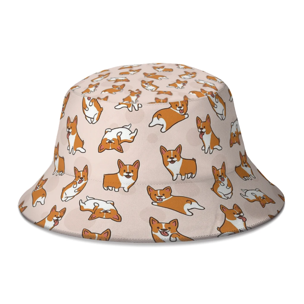 

New Unisex Polyester Funny Dogs Pattern Bucket Hats Women Summer Sunscreen Panama Men Outdoor Travel Fishing Hat Dropshipping