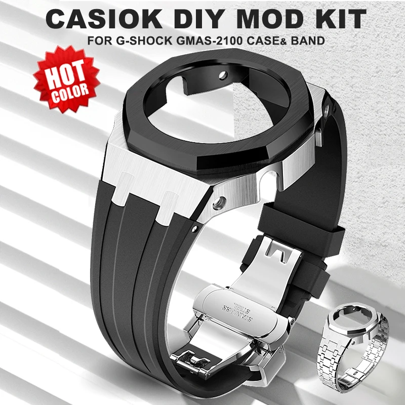 

Latest Casioak GMAS2100 Mod Kit Gen4 Stainless Steel Case Mod Kit Watch Bezel With screw For GMA-S2100 Replacement Rubber Band