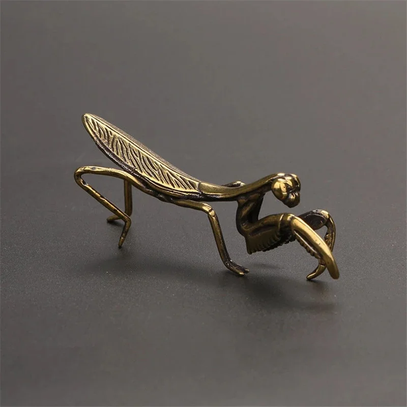 

Brass Mantis Statue Miniature Pure Copper Office decor Retro Pure Copper Figurines High Quality Vintage Brass Figurine