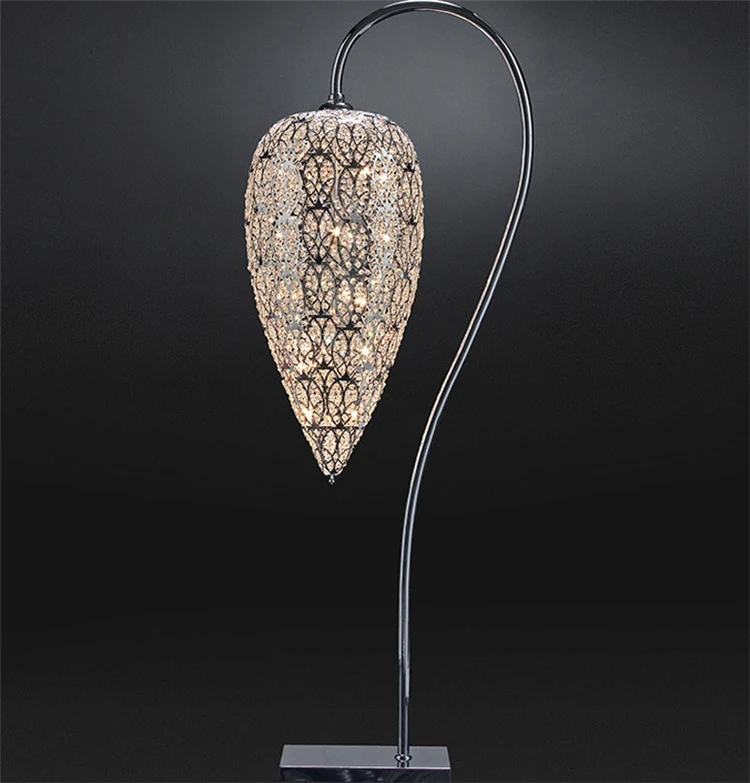 

Art Antique Wrought Steel Crystal Parts Retro Lighting Metal Base Silver Housing Floor Lamp for Home