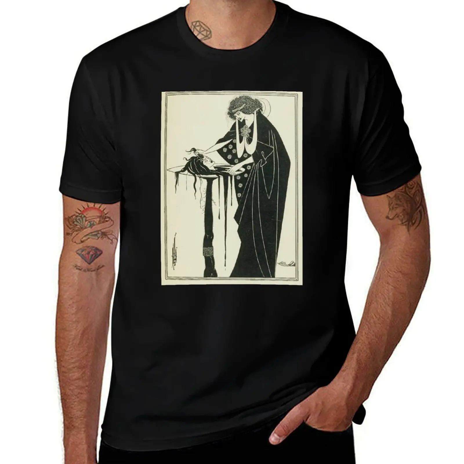 Фото AUBREY BEARDSLEY Salome Oscar Wilde - The Dancer's Reward Футболка для бега и тренажерного зала с коротким рукавом, спортивная футболка №1