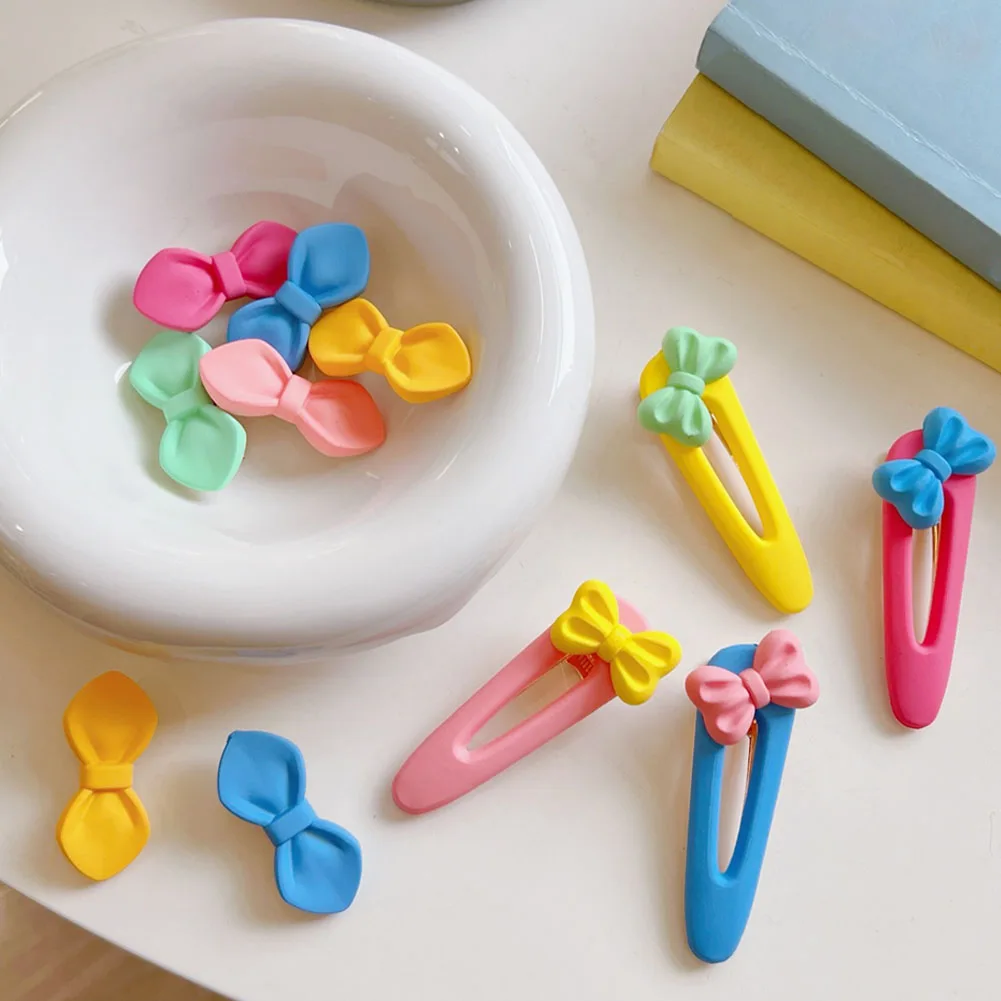 

1PC Candy Color Bow Hairpin Resin Cute Baby Girls Duckbill Clip Princess Hair Clip Korean Sweet Barrettes Pink Hair Accessories