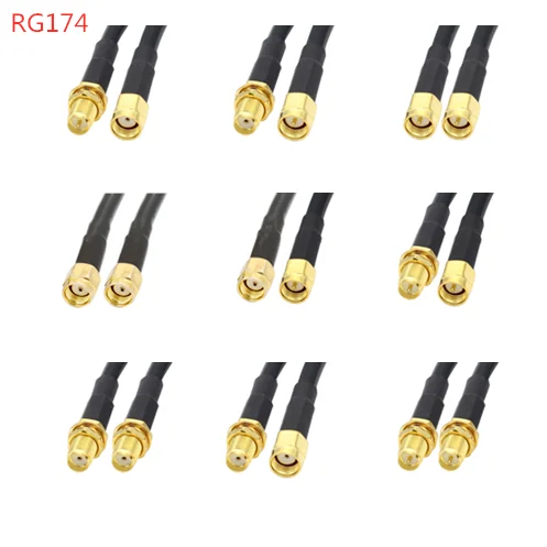 Коаксиальный кабель RG174, разъем SMA «папа»-«папа» и «мама», радиочастотный перемычка, отрезок 10 см, 20 см, 30 см, 50 см, 100 см, 200 см