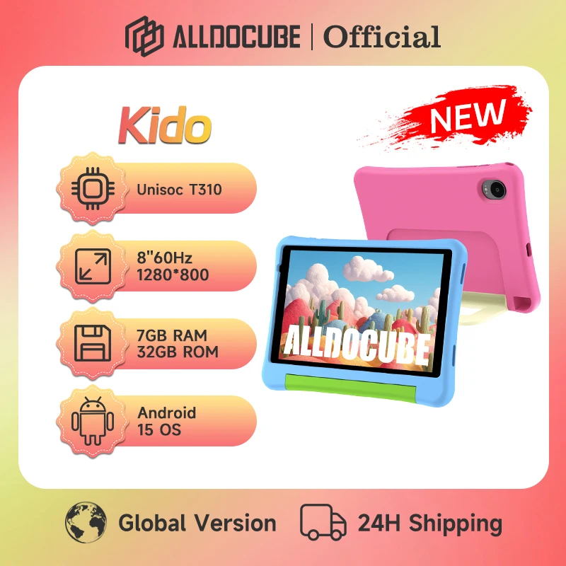Фото Детский планшет ALLDOCUBE KIDO Unisoc T310 8'' с 7 ГБ ОЗУ (3 ГБ + 4 ГБ виртуальные), 32 ГБ ПЗУ, 5000 мАч, Android 15 Go №1