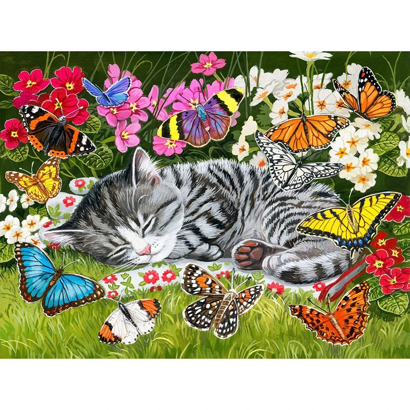 5D DIY Diamond Painting Blanket Of Butterflies Landscape Full Square Round Diamond Embroidery Cat Mosaic Kits Text Handmade Gift