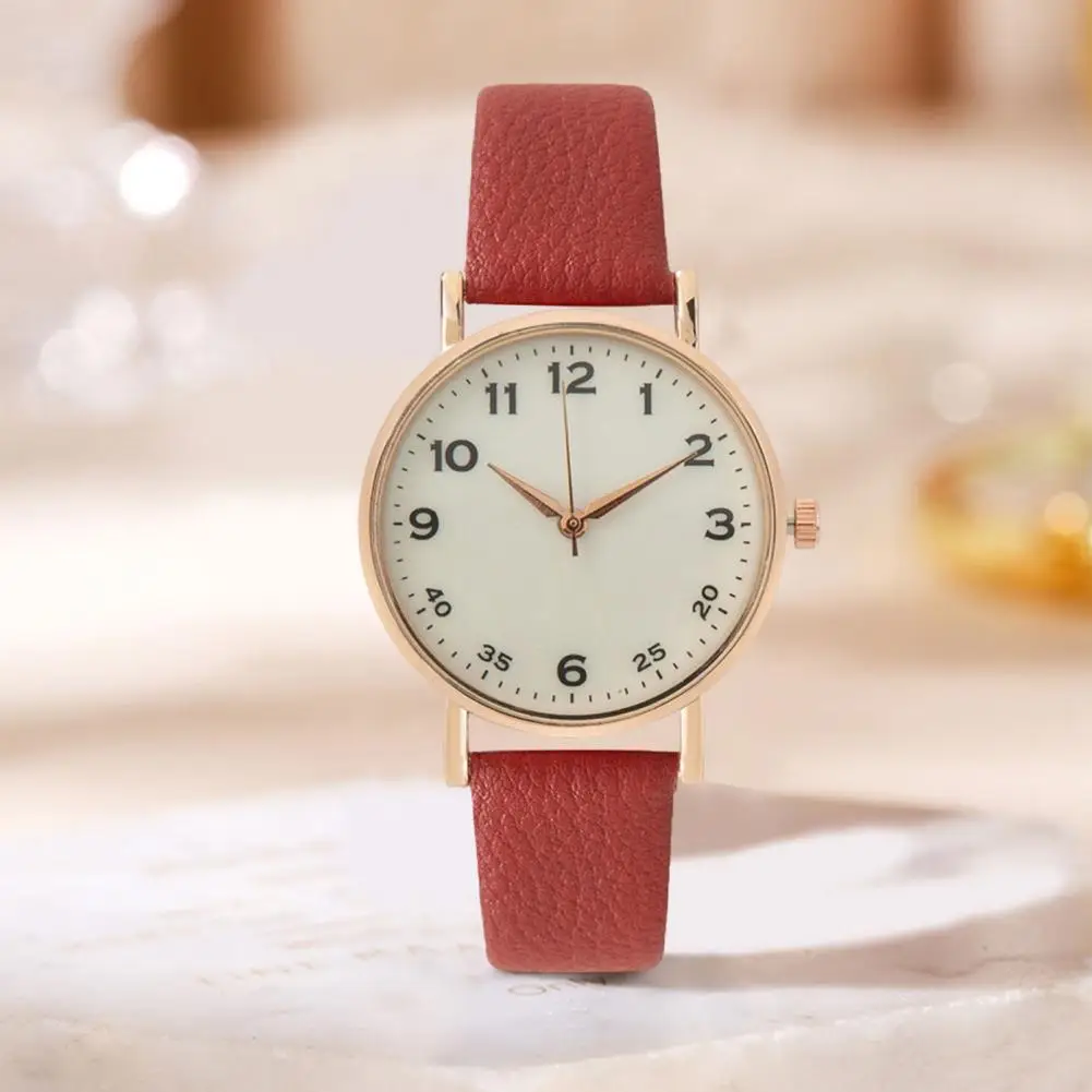 Женские цифровые часы с круглым циферблатом ремешок из искусственной кожи