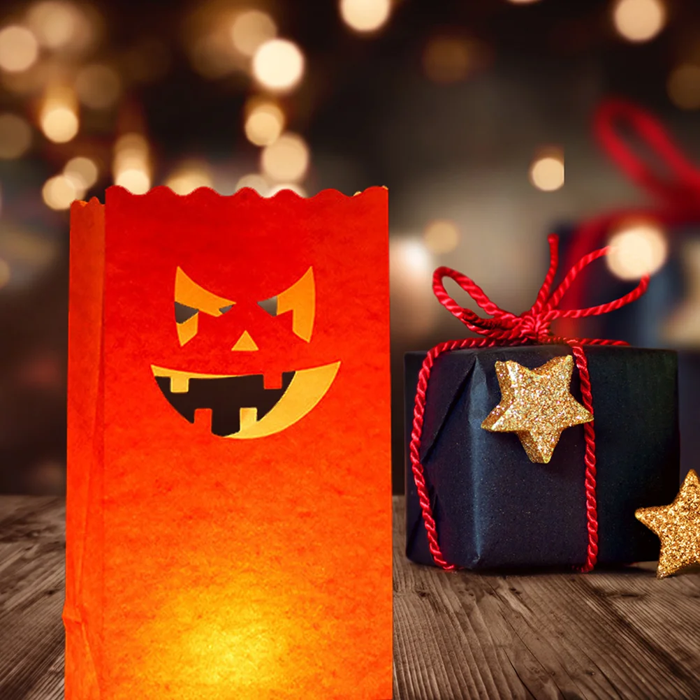12 шт. тыквенный бумажный пакет Хэллоуин светящиеся пакеты фонарь высокого