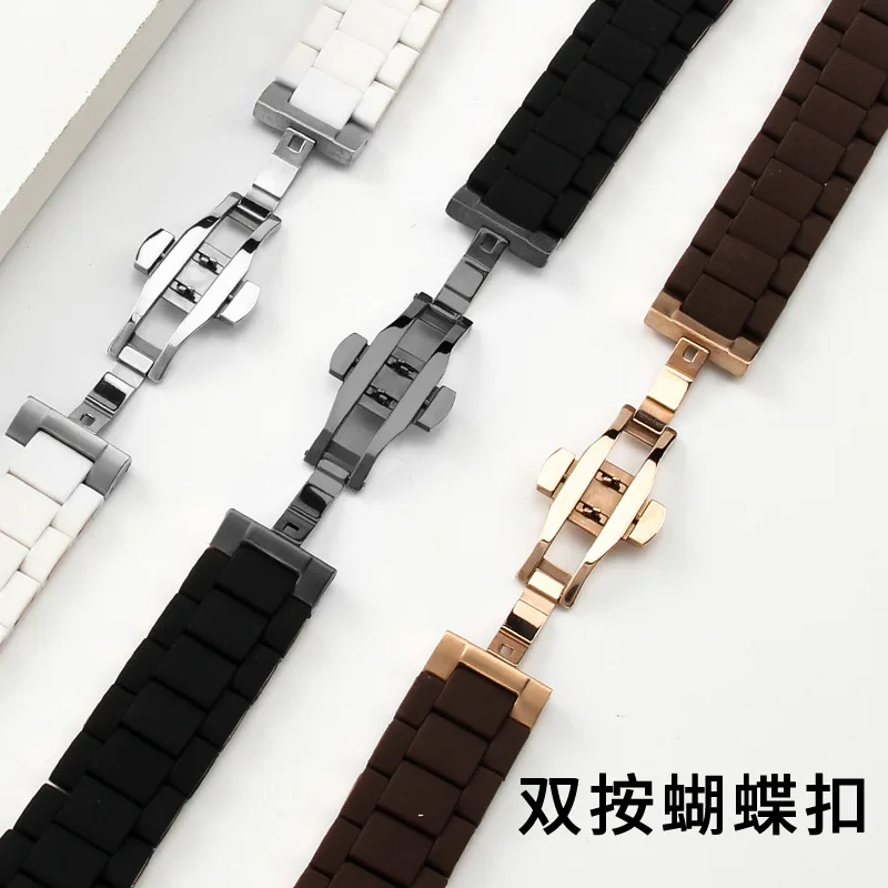 Фото Ремешок для часов Emporio Armani AR5890 5891 5906 5905, силиконовый ремешок с твердыми звеньями из нержавеющей стали, браслет 20 мм, 23 мм, мужской и женский ремешок. №5