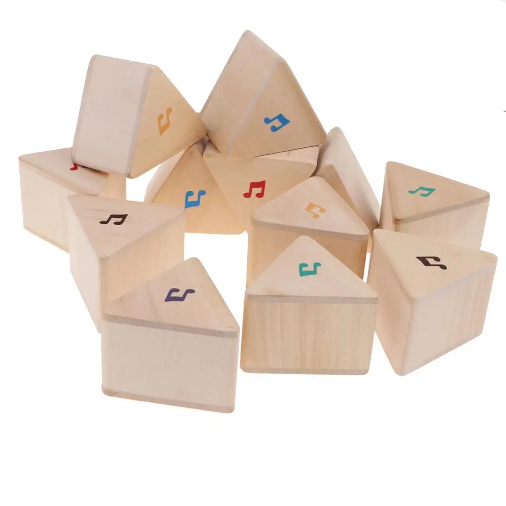 

12Pcs Wooden Triangle Rattle Blocks Sound Memory Game Kids Early Educational Toy