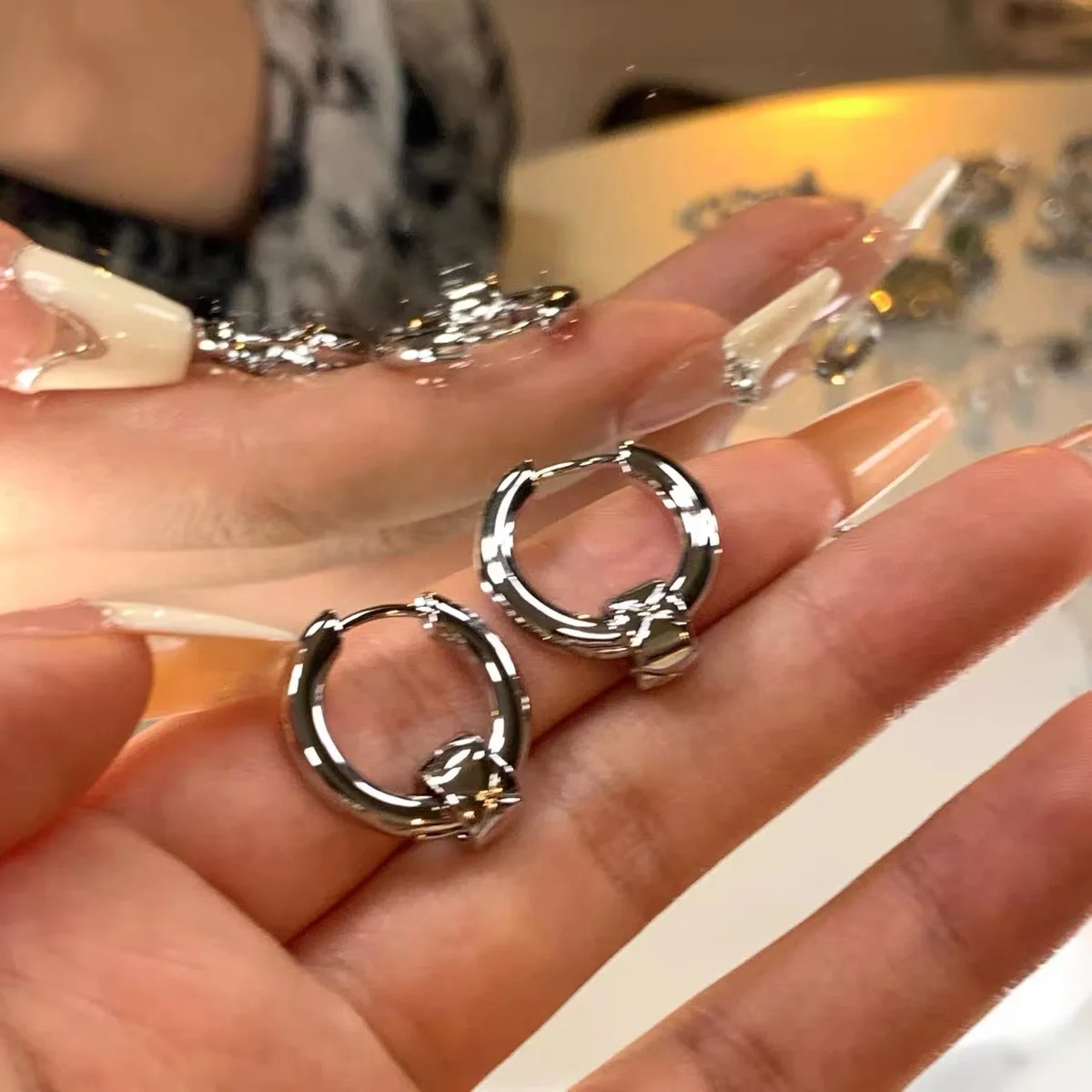 

New Silver Hoop Stud Earrings for Women Girl Party Jewelry Gifts